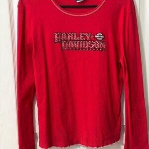 Harley-Davidson Red Long Sleeve Graphic Top